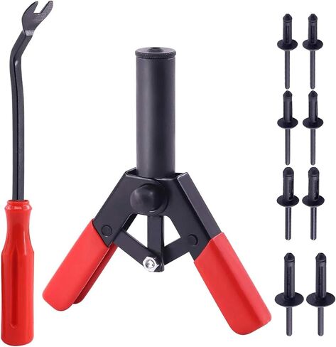 42Pcs Plastic Rivet Gun Set with 40Pcs 4Sizes Nylon Blind Rivets and 1Pcs Bonus Fastener Removal Tool, Hand Riveter Suitable for Automotive in Kuwait
