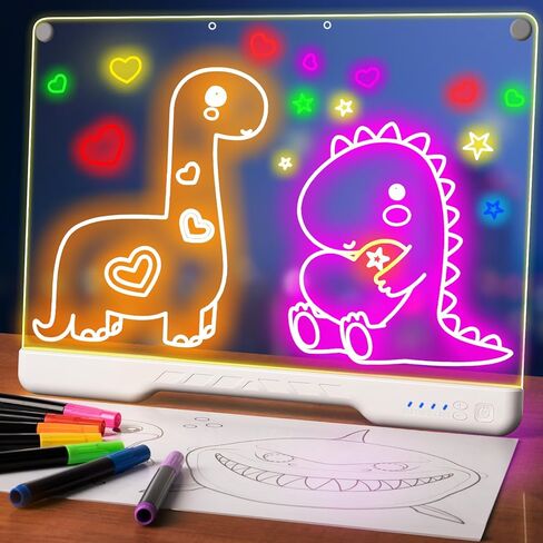16" Rechargeable LED Drawing Board for Kids,MIXVOVA Light Up Drawing Tablet with 7 Colors & 4 Modes,Dry Erase Doodle Glow LED Note Board with 7 Markers,Christmas Birthday Children's Day Gifts for Kids in Kuwait