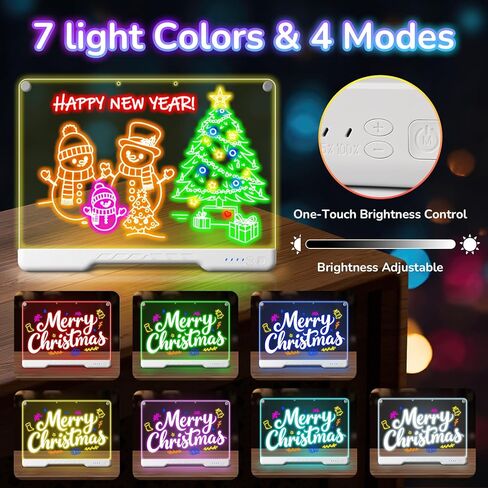 16" Rechargeable LED Drawing Board for Kids,MIXVOVA Light Up Drawing Tablet with 7 Colors & 4 Modes,Dry Erase Doodle Glow LED Note Board with 7 Markers,Christmas Birthday Children's Day Gifts for Kids in Kuwait