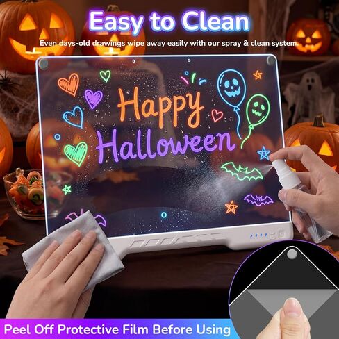 16" Rechargeable LED Drawing Board for Kids,MIXVOVA Light Up Drawing Tablet with 7 Colors & 4 Modes,Dry Erase Doodle Glow LED Note Board with 7 Markers,Christmas Birthday Children's Day Gifts for Kids in Kuwait