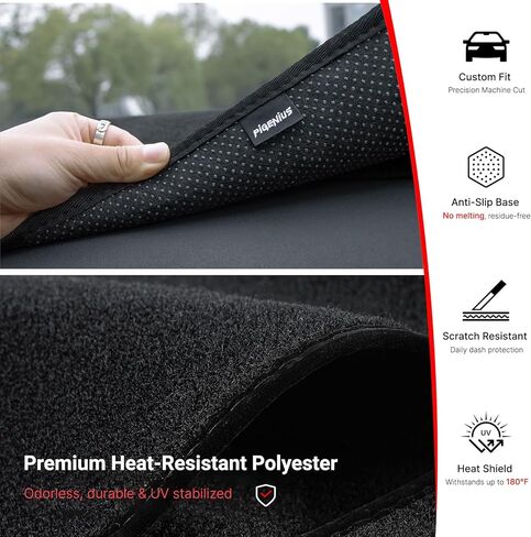 غطاء لوحة القيادة Pigenius لسيارة Ford F-250 F-350 F-450 F-550 2023-2026، حصيرة لوحة القيادة غير قابلة للانزلاق مناسبة للنماذج بدون HUD مع مكبر صوت مركزي مع صندوقي قفازات، غطاء لوحة القيادة من البوليستر باللون الأسود in Kuwait