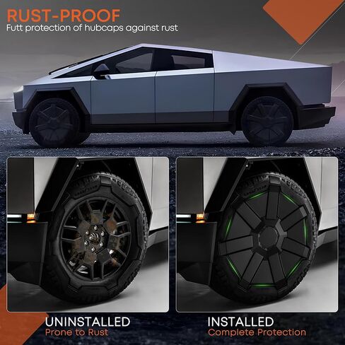 20" Cyber Wheel Cover Replacement for 2024 2025 Tesla Cybertruck, Matte Black ABS Hubcap Rim Protector, OEM Style Snap-Cyber Accessories(1 Pack) in Kuwait