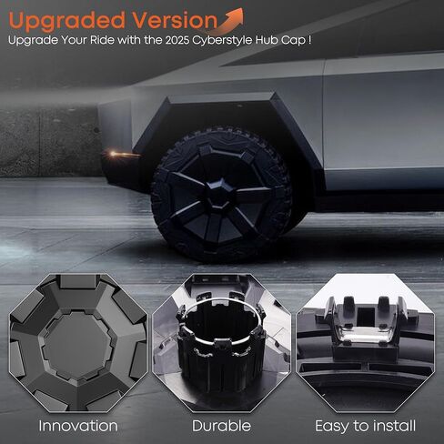 20" Cyber Wheel Cover Replacement for 2024 2025 Tesla Cybertruck, Matte Black ABS Hubcap Rim Protector, OEM Style Snap-Cyber Accessories(1 Pack) in Kuwait