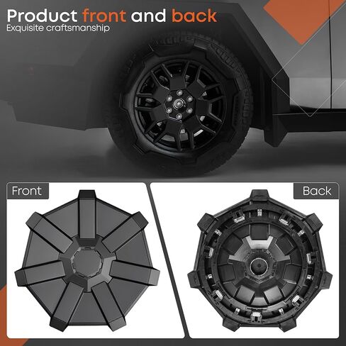 20" Cyber Wheel Cover Replacement for 2024 2025 Tesla Cybertruck, Matte Black ABS Hubcap Rim Protector, OEM Style Snap-Cyber Accessories(1 Pack) in Kuwait
