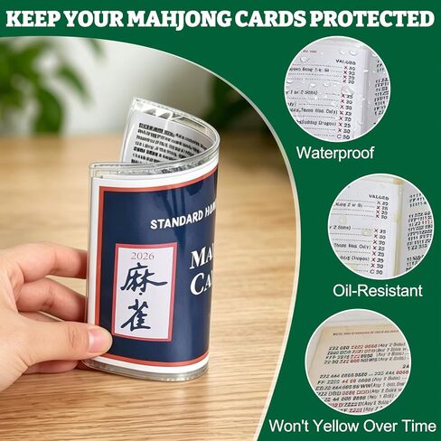 4 قطع من حافظة بطاقات Mahjong 2026، واقيات PVC مطبوعة كبيرة لبطاقات أداء Mah Jong، حامل بطاقات Mahjong الشفاف، أكمام بلاستيكية شفافة متينة تناسب بطاقات مقاس 6 1/8 بوصة × 4 3/4 بوصة in Kuwait