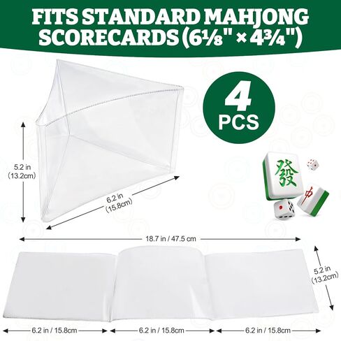 4 قطع من حافظة بطاقات Mahjong 2026، واقيات PVC مطبوعة كبيرة لبطاقات أداء Mah Jong، حامل بطاقات Mahjong الشفاف، أكمام بلاستيكية شفافة متينة تناسب بطاقات مقاس 6 1/8 بوصة × 4 3/4 بوصة in Kuwait