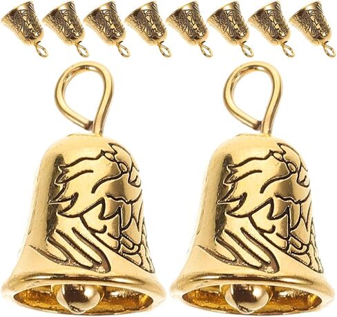 SEWACC 10Pcs Mini Golden Bells 0.59 Inch Vintage Jingle Bells Pendant Craft for Jewelry Making Wind Chime Decoration and DIY Crafts in Kuwait