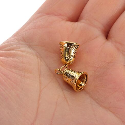 SEWACC 10Pcs Mini Golden Bells 0.59 Inch Vintage Jingle Bells Pendant Craft for Jewelry Making Wind Chime Decoration and DIY Crafts in Kuwait