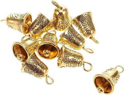SEWACC 10Pcs Mini Golden Bells 0.59 Inch Vintage Jingle Bells Pendant Craft for Jewelry Making Wind Chime Decoration and DIY Crafts in Kuwait
