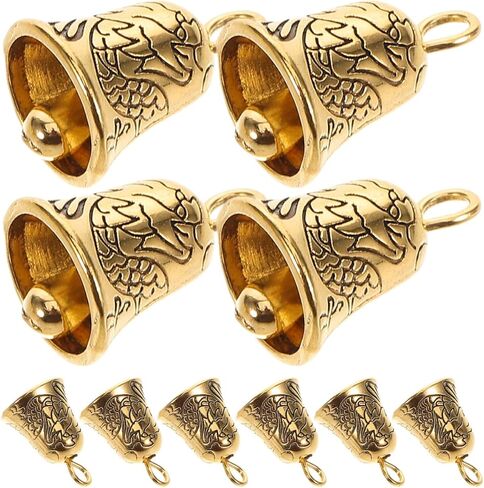 SEWACC 10Pcs Mini Golden Bells 0.59 Inch Vintage Jingle Bells Pendant Craft for Jewelry Making Wind Chime Decoration and DIY Crafts in Kuwait