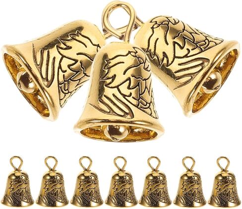 SEWACC 10Pcs Mini Golden Bells 0.59 Inch Vintage Jingle Bells Pendant Craft for Jewelry Making Wind Chime Decoration and DIY Crafts in Kuwait