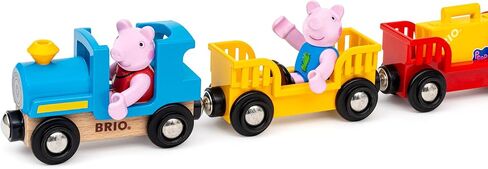 قطار BRIO World Peppa Pig - مجموعة ألعاب قطار خشبية مكونة من 6 قطع مع شخصيات Peppa وGeorg - تعمل مع جميع مجموعات السكك الحديدية العالمية - معتمدة من FSC - لعب خيالي للأطفال من سن 3 سنوات فما فوق in Kuwait