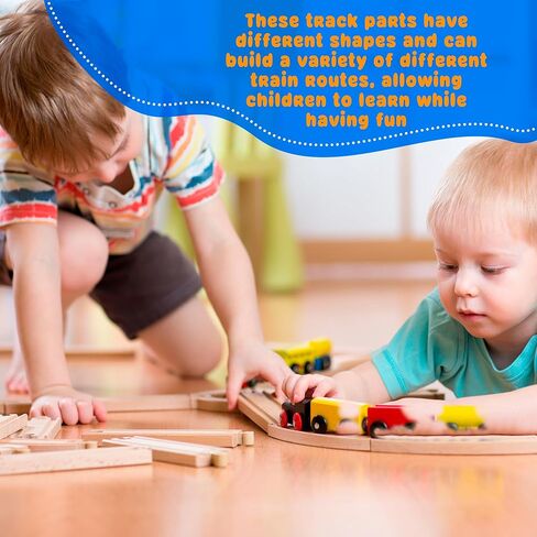 24 Pcs DIY Wooden Trains Unfinished Magnetic Wooden Train Cars with Track for Train Track Themed Party Supplies Birthday Gifts Craft Painting Activities in Kuwait