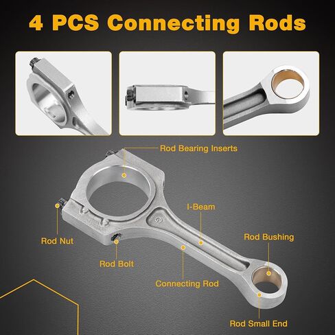 Crankshaft Connecting Rod Set With Main Rod Bearings, 2.4L Engine Rebuild Overhaul Kit Compatible with 2010-2020 Hyundai Tucson Sonata Santa Kia Optima Sportage Forte, Replace# 231112G200 210202G020 in Kuwait