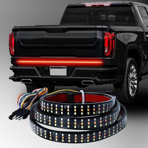 60 Inch Tailgate Light Bar Triple Row 432 LED Chips with Red Brake White Reversing Sequential Amber Turn Signals Light for Pickup Truck (60" Triple Row) in Kuwait