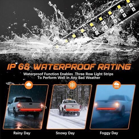 60 Inch Tailgate Light Bar Triple Row 432 LED Chips with Red Brake White Reversing Sequential Amber Turn Signals Light for Pickup Truck (60" Triple Row) in Kuwait