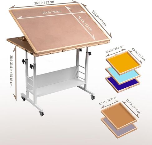 LAVIEVERT 1500 Piece Tilting Puzzle Table with 5 Drawers & Cover, Angle & Height Adjustable Puzzle Board with Removable Cup Holder & Storage Rack, Portable Wooden Table with Legs for Adults in Kuwait