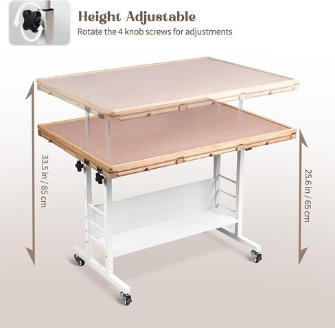 LAVIEVERT 1500 Piece Tilting Puzzle Table with 5 Drawers & Cover, Angle & Height Adjustable Puzzle Board with Removable Cup Holder & Storage Rack, Portable Wooden Table with Legs for Adults in Kuwait