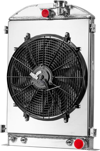 3 Row Radiator Aluminum Radiator Shroud 16"Fan Compatible with 1935-1936 Ford Model A Chevy V8 Engine 28" Height Automotive Cooling Radiator 17.5"x28" in Kuwait