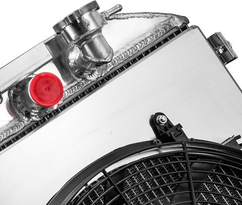 3 Row Radiator Aluminum Radiator Shroud 16"Fan Compatible with 1935-1936 Ford Model A Chevy V8 Engine 28" Height Automotive Cooling Radiator 17.5"x28" in Kuwait