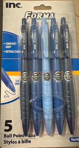 Retractable Ballpoint Pens - Black and Blue Ink, 1.0 mm Tip, Assorted Barrel Colors, Pack of 5" (Blue) in Kuwait