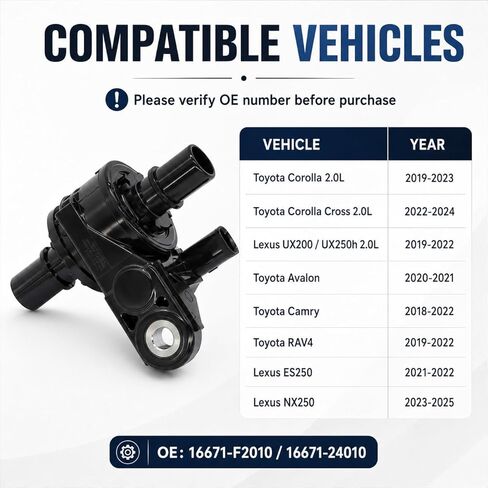 Heater Control Valve Coolant Water Control Valve Compatible with 2019-2023 Toyota Corolla 2022-2024 Toyota Corolla Cross 2019-2022 Lexus UX200 2.0L Replace 16671-F2010 16671-24010 in Kuwait