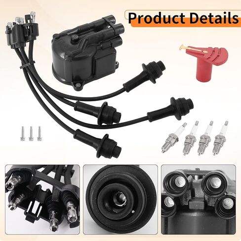19101-76007-71 19102-76009-71 90919-22132 Tune Up Kit Distributor Cap Ignition Rotor Spark Plugs Ignition Wire Set Suitable for Toyota Forklift 5FG 6FG 7FG Series w/ 4Y Engine in Kuwait