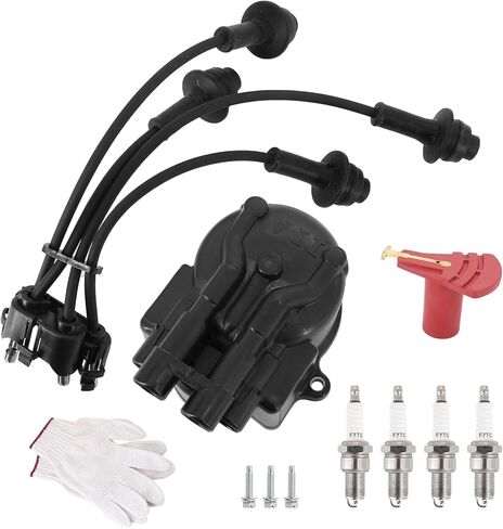 19101-76007-71 19102-76009-71 90919-22132 Tune Up Kit Distributor Cap Ignition Rotor Spark Plugs Ignition Wire Set Suitable for Toyota Forklift 5FG 6FG 7FG Series w/ 4Y Engine in Kuwait