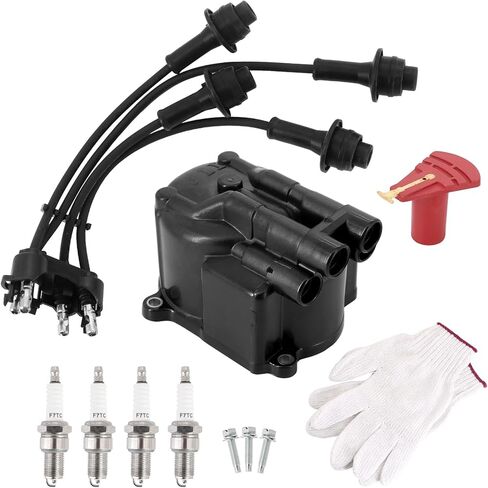 19101-76007-71 19102-76009-71 90919-22132 Tune Up Kit Distributor Cap Ignition Rotor Spark Plugs Ignition Wire Set Suitable for Toyota Forklift 5FG 6FG 7FG Series w/ 4Y Engine in Kuwait