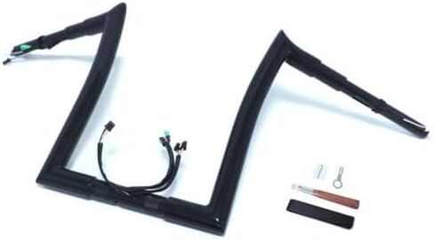 SKULL PIVOT- 1.5" Fat Black 14" Rise Pre wired (Spike Corner) Ape Hanger Handlebar Compatible with 2015 2016 2017 2018 2019 2020 2021 2022 2023 years of the H-D Road Glide (FLTR) Pre Drilled Handlebar in Kuwait