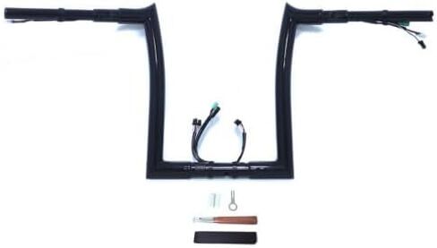 SKULL PIVOT- 1.5" Fat Black 14" Rise Pre wired (Spike Corner) Ape Hanger Handlebar Compatible with 2015 2016 2017 2018 2019 2020 2021 2022 2023 years of the H-D Road Glide (FLTR) Pre Drilled Handlebar in Kuwait