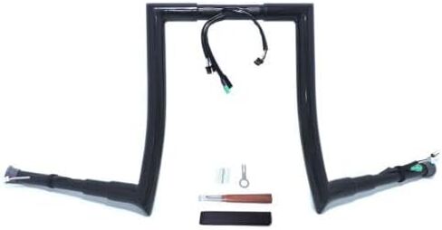 SKULL PIVOT- 1.5" Fat Black 14" Rise Pre wired (Spike Corner) Ape Hanger Handlebar Compatible with 2015 2016 2017 2018 2019 2020 2021 2022 2023 years of the H-D Road Glide (FLTR) Pre Drilled Handlebar in Kuwait