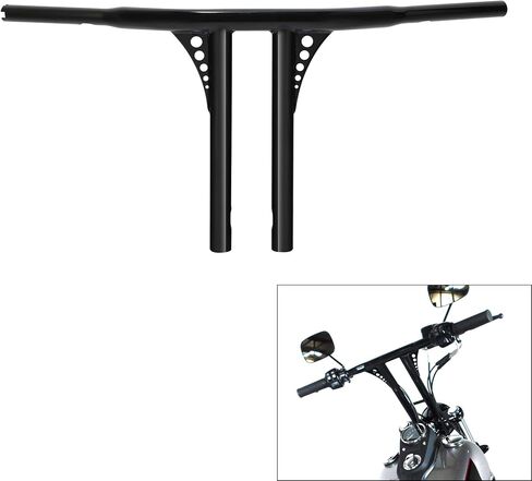 مخصص كروم CCI 14 "ارتفاع 1-1/4" T-Bar مستقيم المقود مناسب لـ Harley Electra Glide Road King Fat Bob Boy Freewheeler Heritage Softail Springer Sportster Iron 883 1200 Roadster V-Rod in Kuwait