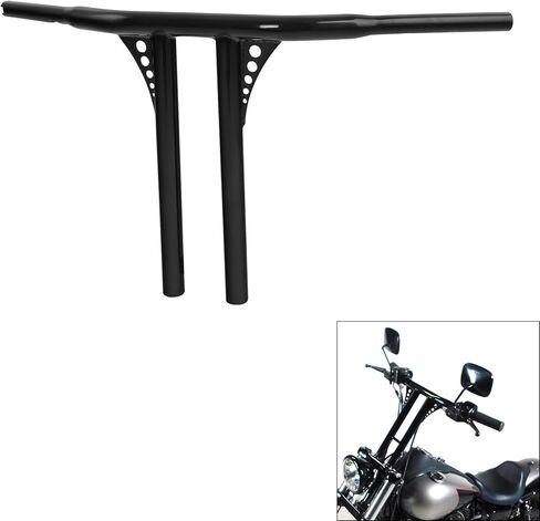 مخصص كروم CCI 14 "ارتفاع 1-1/4" T-Bar مستقيم المقود مناسب لـ Harley Electra Glide Road King Fat Bob Boy Freewheeler Heritage Softail Springer Sportster Iron 883 1200 Roadster V-Rod in Kuwait