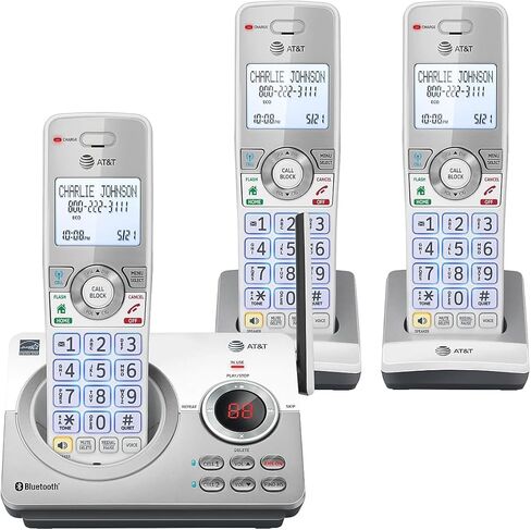 AT&T Connect to Cell DL72310 Cordless Telephone, Base and 2 Additional Handsets, White/Silver in Kuwait