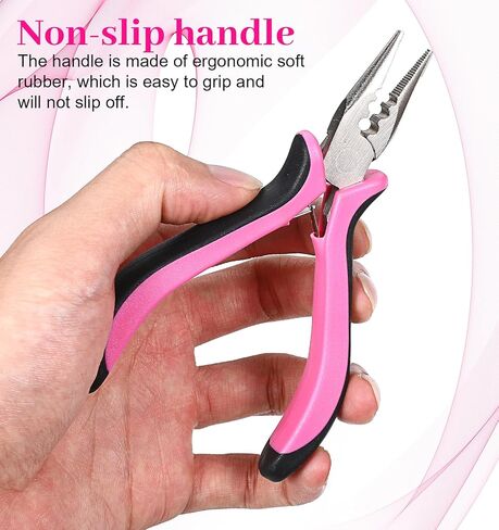 3 Pcs Hair Extension Tool Kit, Extension Hook Pliers for Beads Microlink Tool Kit, Beads Tools Pliers Loop Needle Pulling Hook 3-Hole Micro Links for Hairs Extensions & Removal in Kuwait