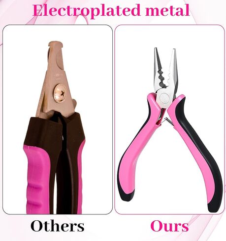 3 Pcs Hair Extension Tool Kit, Extension Hook Pliers for Beads Microlink Tool Kit, Beads Tools Pliers Loop Needle Pulling Hook 3-Hole Micro Links for Hairs Extensions & Removal in Kuwait