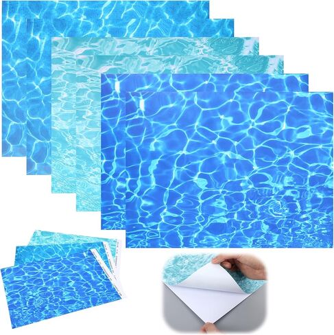 6 PCS Artificial Ripple Water Effect Sheets, Self Adhesive Ocean Diorama Supplies Paper, Fake Ocean Lake Scenery Stream Pattern Ripple Water Sticker for Miniature River, Lake River Scenery Home Decor in Kuwait