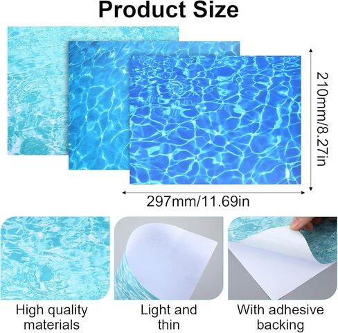 6 PCS Artificial Ripple Water Effect Sheets, Self Adhesive Ocean Diorama Supplies Paper, Fake Ocean Lake Scenery Stream Pattern Ripple Water Sticker for Miniature River, Lake River Scenery Home Decor in Kuwait