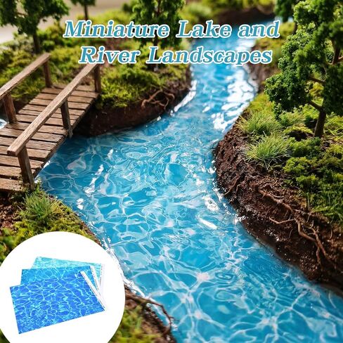 6 PCS Artificial Ripple Water Effect Sheets, Self Adhesive Ocean Diorama Supplies Paper, Fake Ocean Lake Scenery Stream Pattern Ripple Water Sticker for Miniature River, Lake River Scenery Home Decor in Kuwait