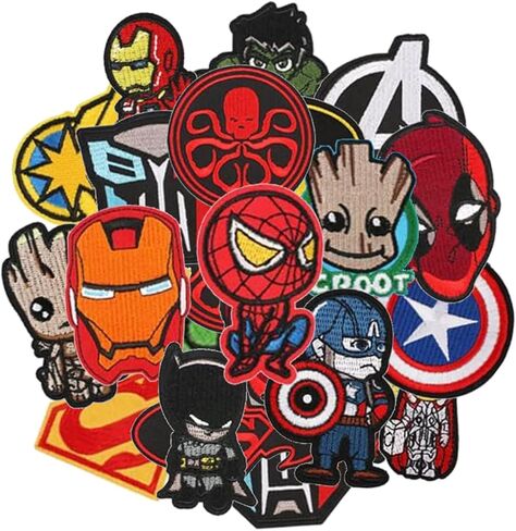 20Pcs Cute Anime Iron On Patches Embroidery Patches, Sew on Iron on Applique Embroidered Patches for Hats, Backpacks,Shirt,Shoes in Kuwait