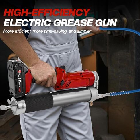 Electric Grease Gun 12,000 PSI 5.3 oz/min, 2-in-1 Cordless Battery Powered Grease Gun Kit with with 2 * 2.0AH Batteries, Bright LED Light, 3 Couplers, Compatible Standard Cartridge in Kuwait