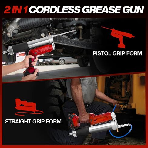Electric Grease Gun 12,000 PSI 5.3 oz/min, 2-in-1 Cordless Battery Powered Grease Gun Kit with with 2 * 2.0AH Batteries, Bright LED Light, 3 Couplers, Compatible Standard Cartridge in Kuwait