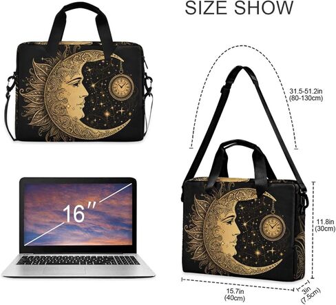 ALAZA Boho Crescent Moon Sun Mandala Laptop Case Bag Sleeve Portable Crossbody Messenger Briefcase w/Strap Handle, 13 14 15.6 inch in Saudi Arabia