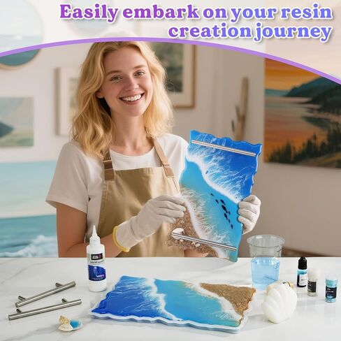 LET'S RESIN 6 Cavity Resin Coaster Molds and Tray Molds with Handle, Epoxy Resin Coaster Molds for Cups Mats, Coaster Silicone Molds for Flower Bouquet Preservation, DIY Art Craft and Home Decoration in Kuwait