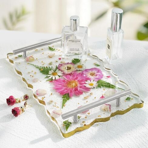 LET'S RESIN 6 Cavity Resin Coaster Molds and Tray Molds with Handle, Epoxy Resin Coaster Molds for Cups Mats, Coaster Silicone Molds for Flower Bouquet Preservation, DIY Art Craft and Home Decoration in Kuwait