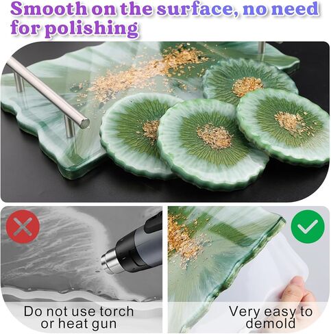 LET'S RESIN 6 Cavity Resin Coaster Molds and Tray Molds with Handle, Epoxy Resin Coaster Molds for Cups Mats, Coaster Silicone Molds for Flower Bouquet Preservation, DIY Art Craft and Home Decoration in Kuwait