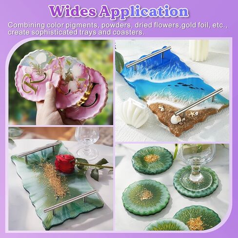 LET'S RESIN 6 Cavity Resin Coaster Molds and Tray Molds with Handle, Epoxy Resin Coaster Molds for Cups Mats, Coaster Silicone Molds for Flower Bouquet Preservation, DIY Art Craft and Home Decoration in Kuwait