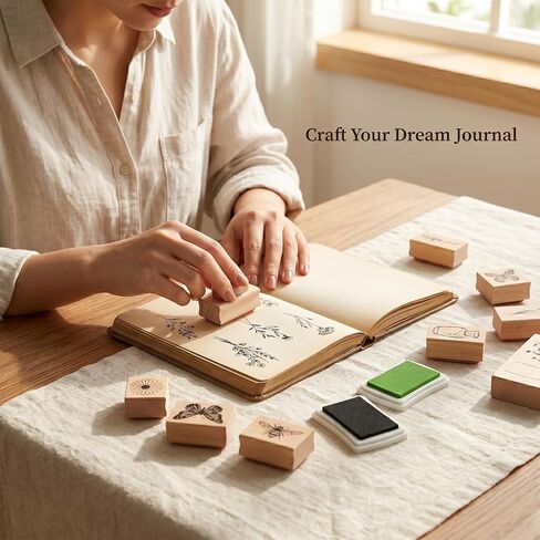 27Pcs Vintage Wooden Rubber Stamp Set - Butterfly, Bird, Floral & Insect Designs for Journaling, Scrapbooking, DIY Card Making, and Art Crafts - Retro Decorative Mounted Stamps in Kuwait