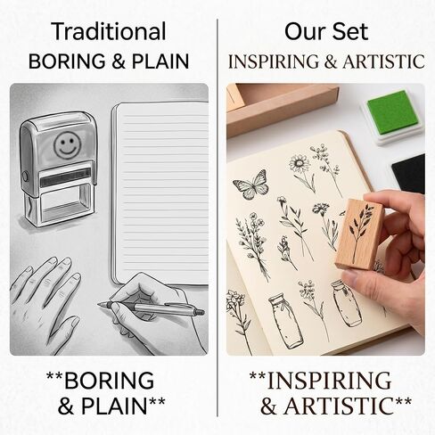 27Pcs Vintage Wooden Rubber Stamp Set - Butterfly, Bird, Floral & Insect Designs for Journaling, Scrapbooking, DIY Card Making, and Art Crafts - Retro Decorative Mounted Stamps in Kuwait